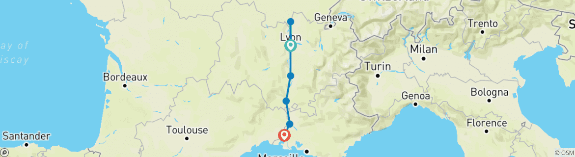 Image d'une carte montrant l'itinéraire du circuit