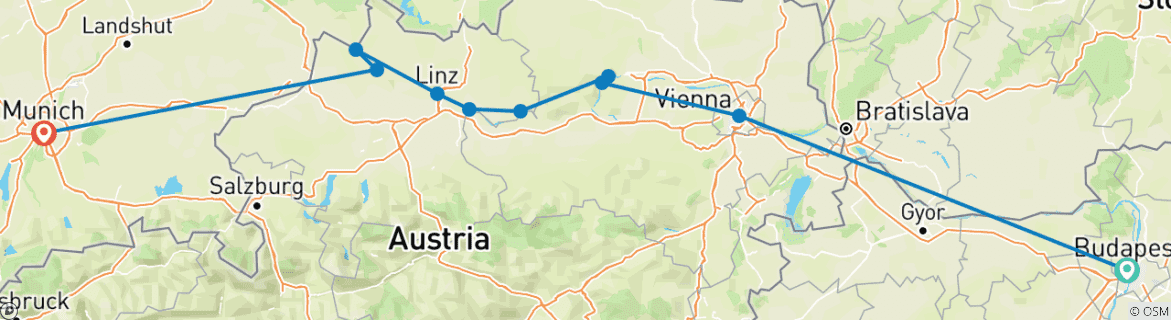 Karte mit der Reiseroute