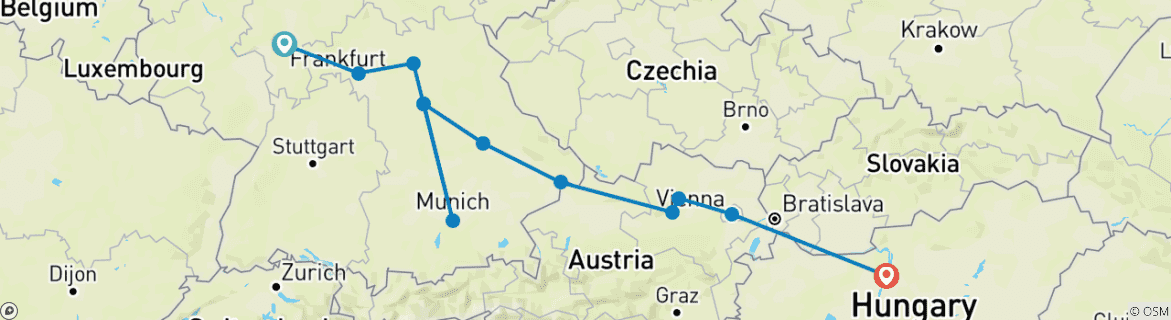 Image d'une carte montrant l'itinéraire du circuit