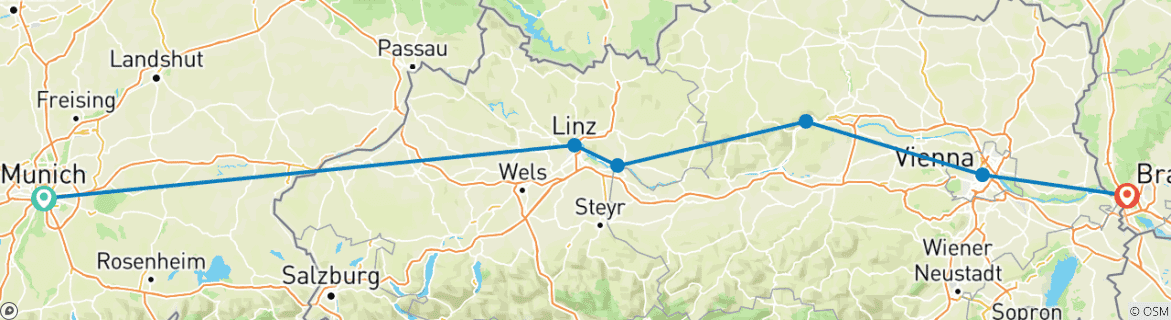 Karte mit der Reiseroute