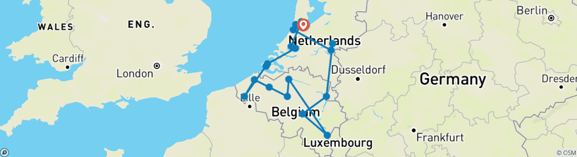 Image d'une carte montrant l'itinéraire du circuit