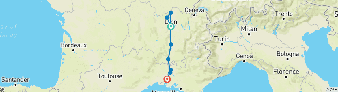Karte mit der Reiseroute