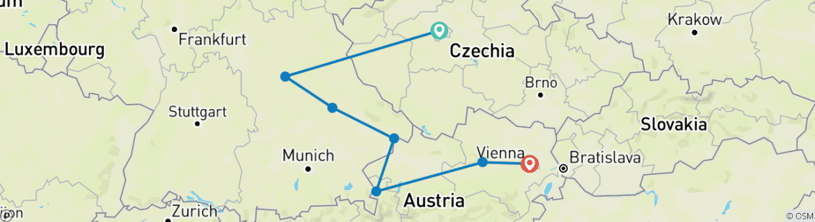 Image d'une carte montrant l'itinéraire du circuit
