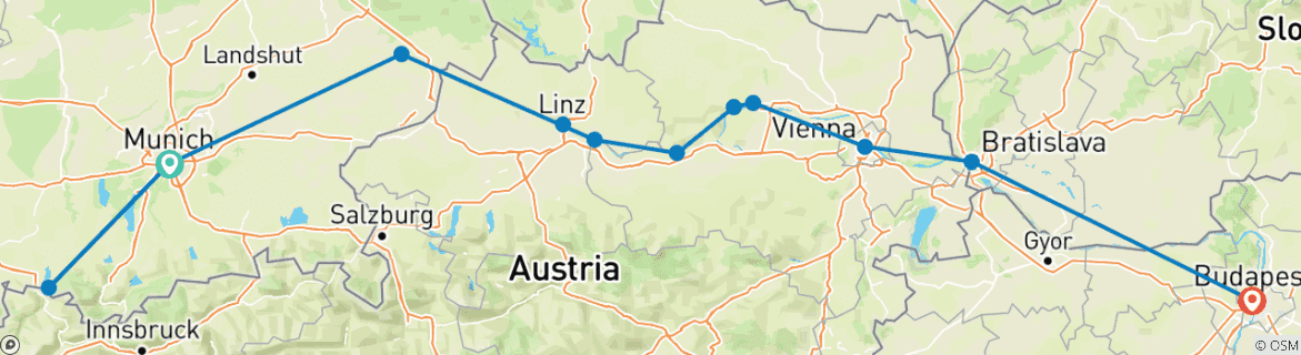 Karte mit der Reiseroute