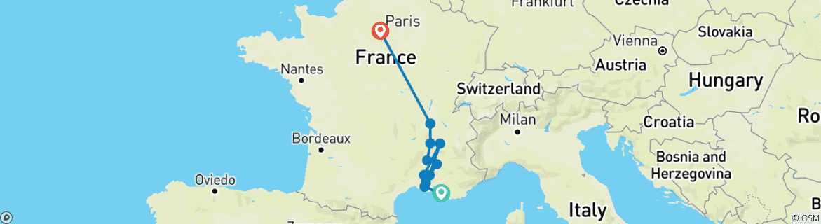 Karte mit der Reiseroute