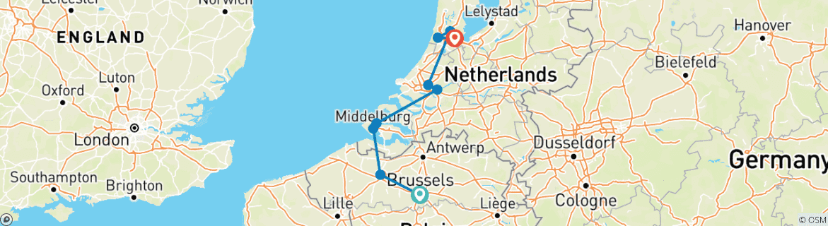 Image d'une carte montrant l'itinéraire du circuit