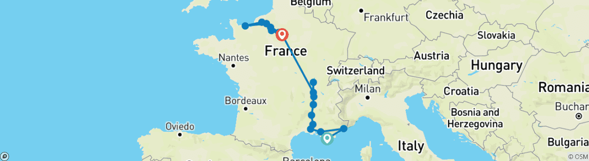 Foto van een kaart met de route van de rondreis