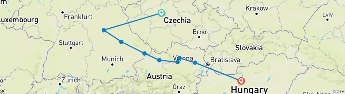 Image d'une carte montrant l'itinéraire du circuit