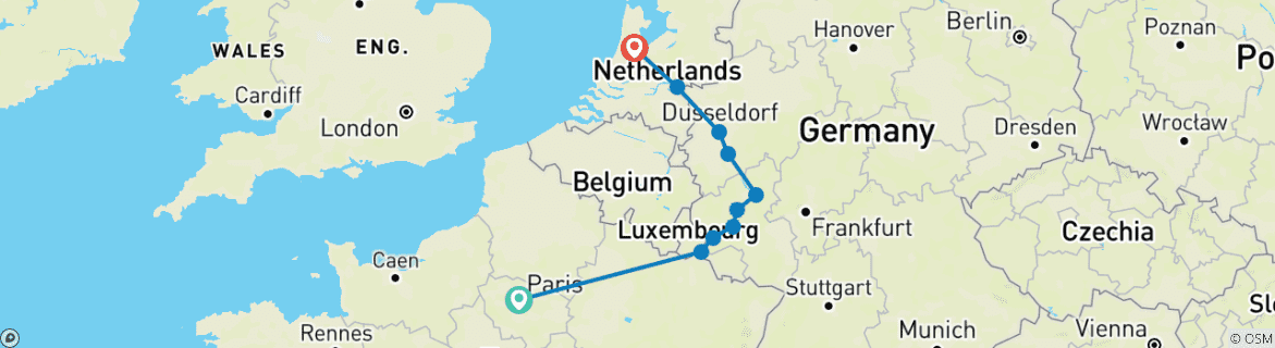 Image d'une carte montrant l'itinéraire du circuit