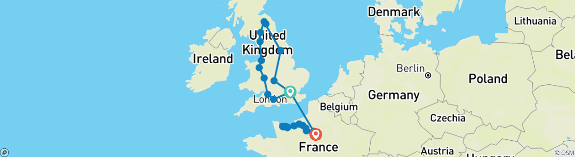 Image d'une carte montrant l'itinéraire du circuit