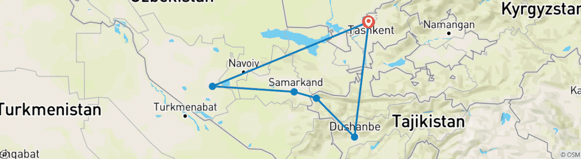 Karte mit der Reiseroute