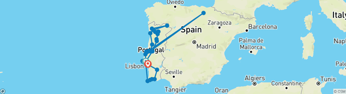 Karte mit der Reiseroute