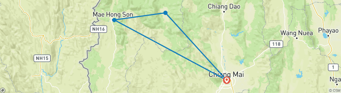 Carte du circuit Une découverte pittoresque de Chiang Mai à Mae Hong Son