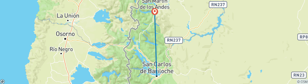 Image d'une carte montrant l'itinéraire du circuit