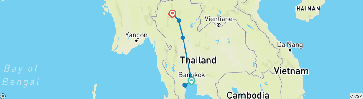 Mapa de Festival de las Linternas de Tailandia: 10 días desde Bangkok (hoteles de 4 estrellas)