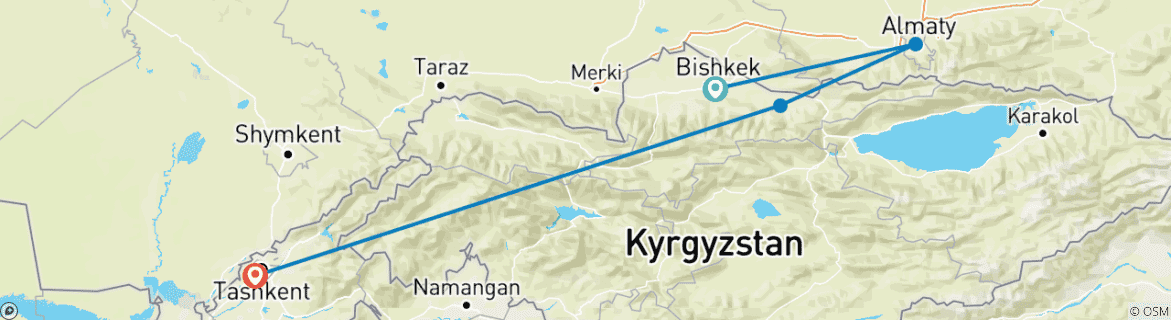 Carte du circuit Signature : Les Stans du Nord et la Route de la Soie