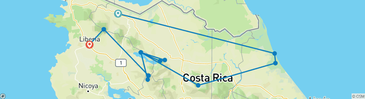 Image d'une carte montrant l'itinéraire du circuit