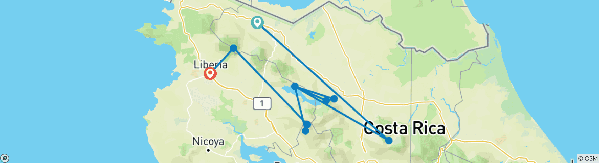 Image d'une carte montrant l'itinéraire du circuit