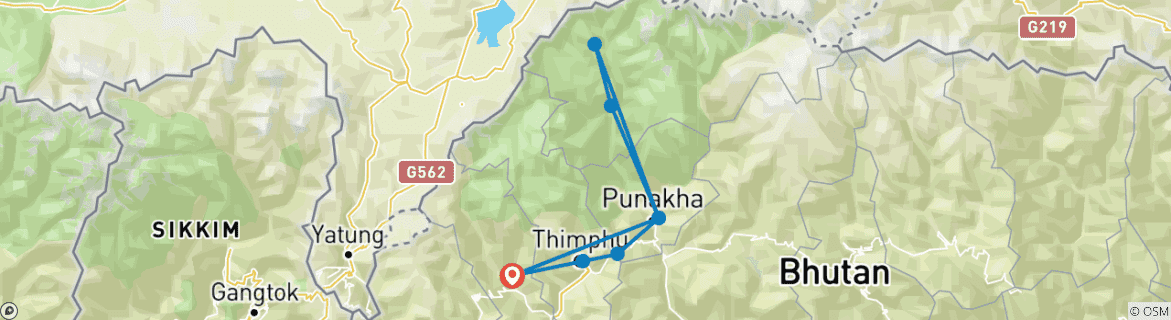 Karte mit der Reiseroute