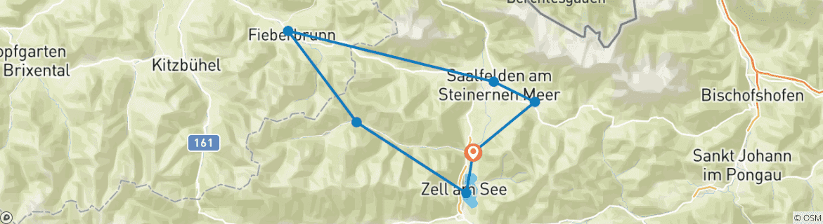 Image d'une carte montrant l'itinéraire du circuit