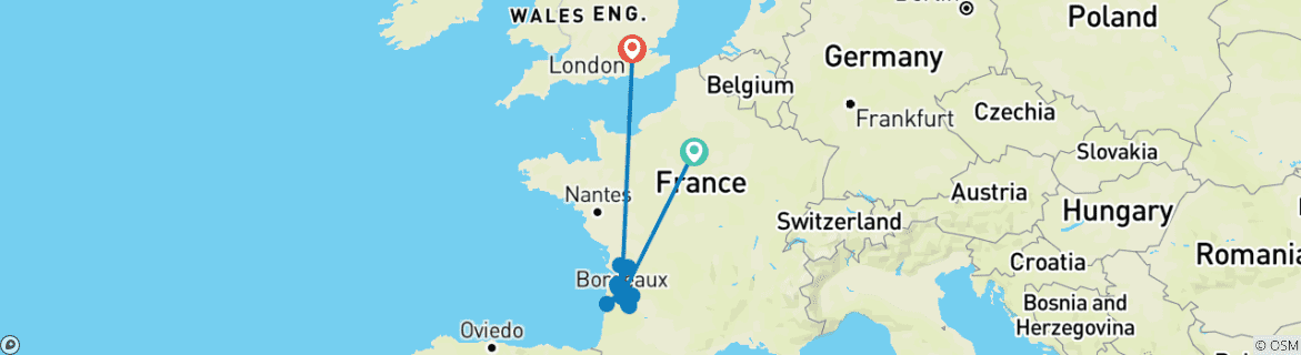 Image d'une carte montrant l'itinéraire du circuit