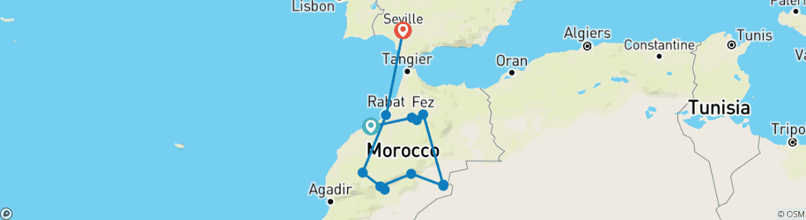 Image d'une carte montrant l'itinéraire du circuit