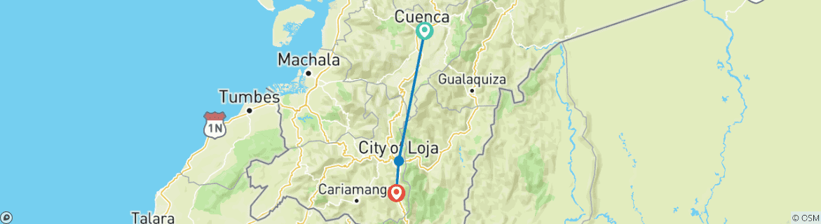 Karte mit der Reiseroute