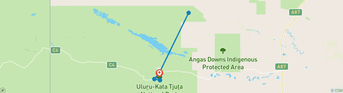 Foto van een kaart met de route van de rondreis