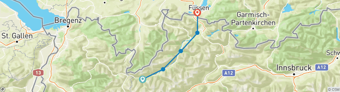 Image d'une carte montrant l'itinéraire du circuit