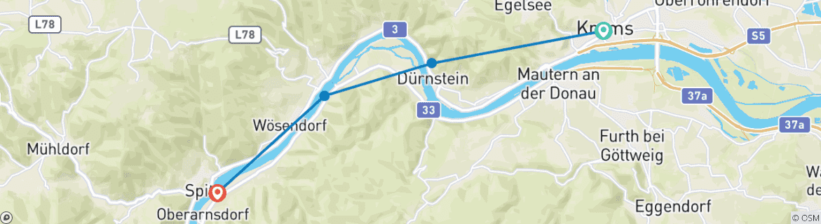 Image d'une carte montrant l'itinéraire du circuit