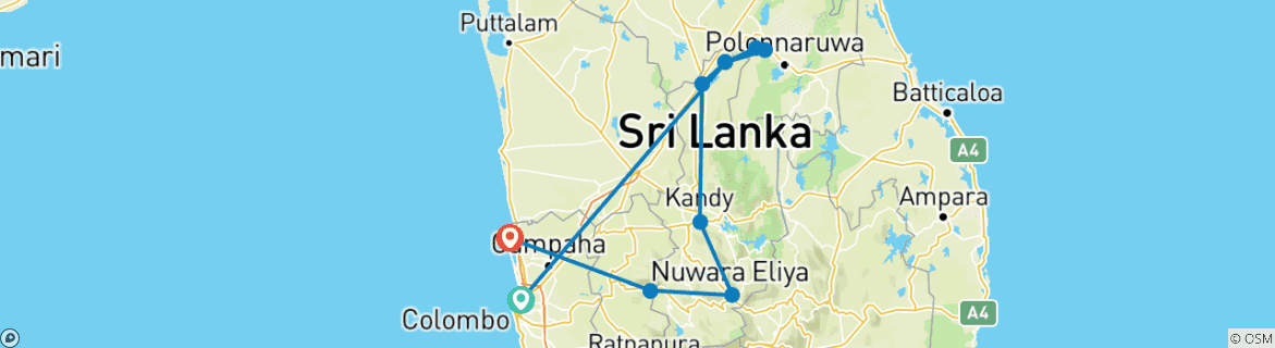 Image d'une carte montrant l'itinéraire du circuit