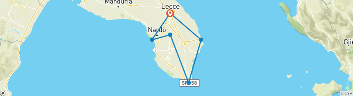 Foto van een kaart met de route van de rondreis