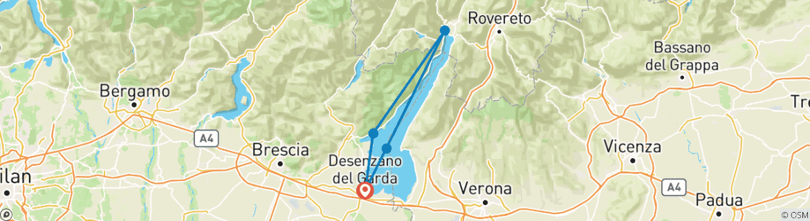 Image d'une carte montrant l'itinéraire du circuit