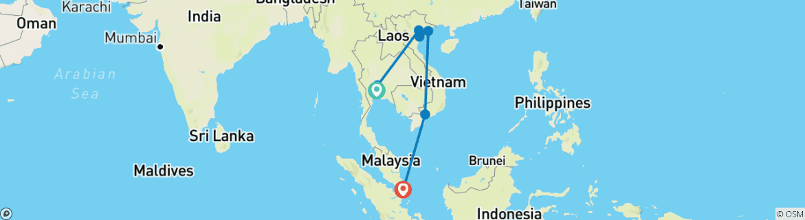 Image d'une carte montrant l'itinéraire du circuit