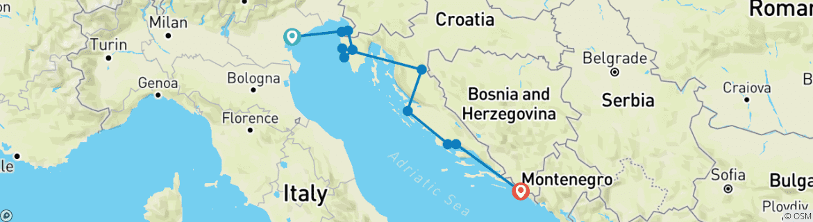 Image d'une carte montrant l'itinéraire du circuit