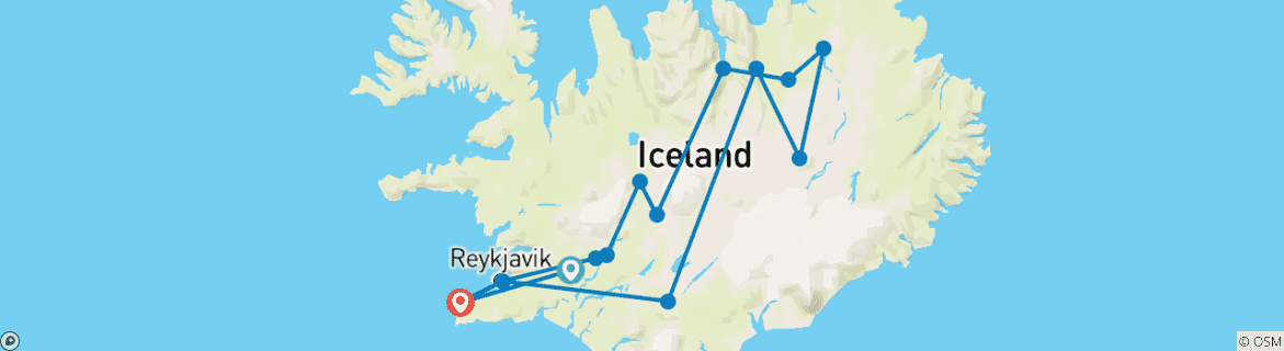 Foto van een kaart met de route van de rondreis