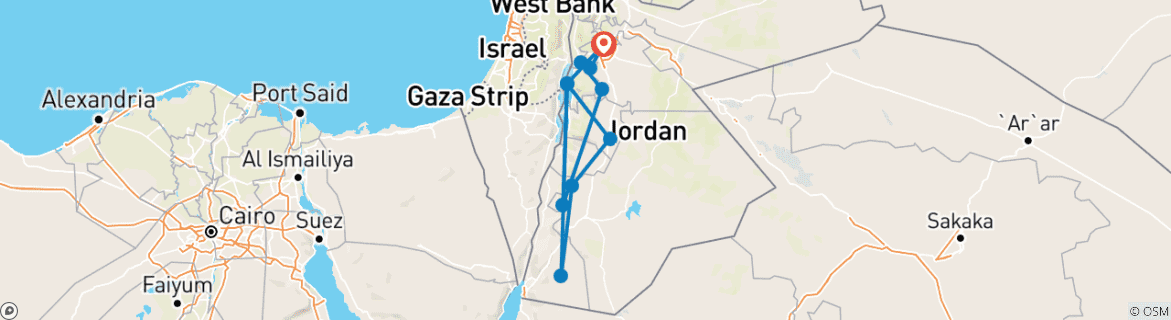 Image d'une carte montrant l'itinéraire du circuit