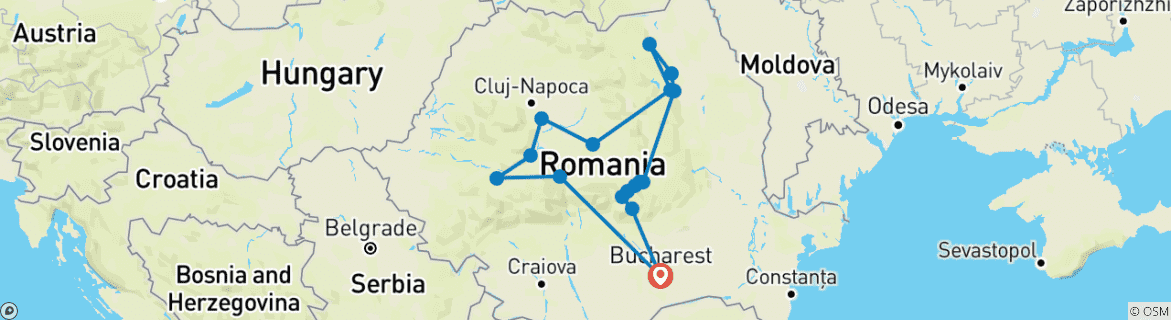 Image d'une carte montrant l'itinéraire du circuit