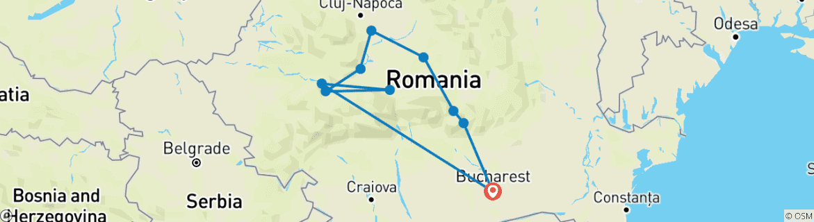 Foto van een kaart met de route van de rondreis