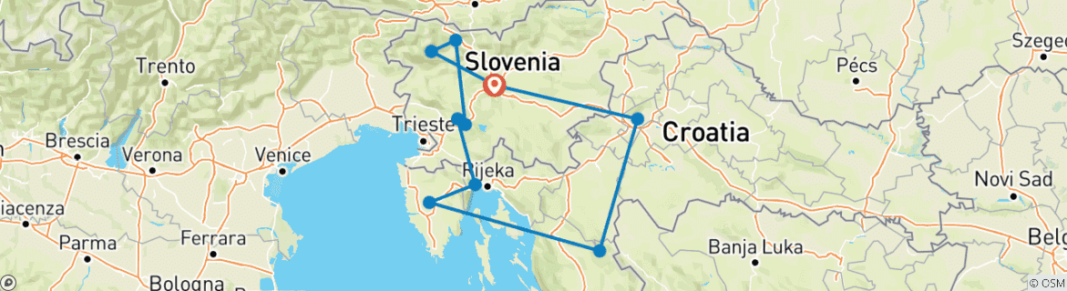Karte von Höhepunkte Sloweniens & Kroatiens - 8 Tage Kleine Gruppe