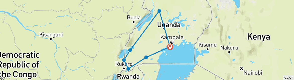 Foto van een kaart met de route van de rondreis