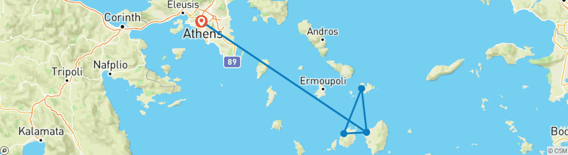 Karte mit der Reiseroute