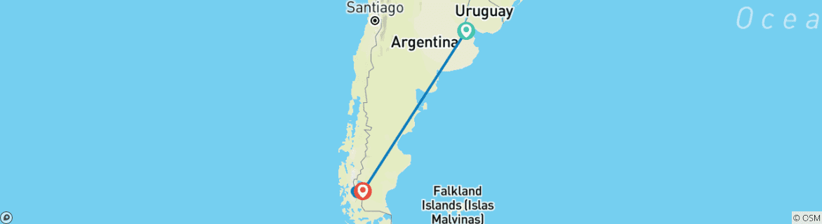 Image d'une carte montrant l'itinéraire du circuit