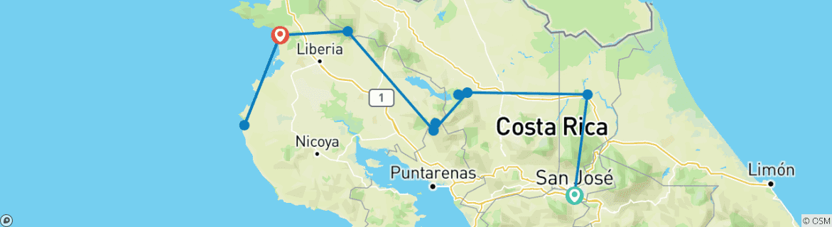 Image d'une carte montrant l'itinéraire du circuit