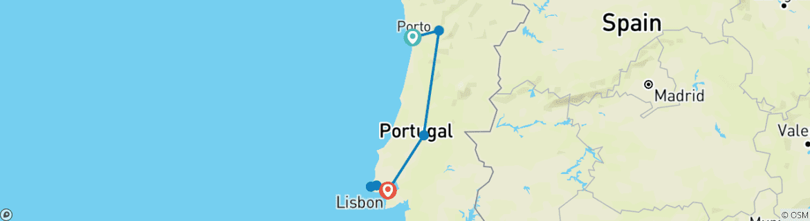 Image d'une carte montrant l'itinéraire du circuit