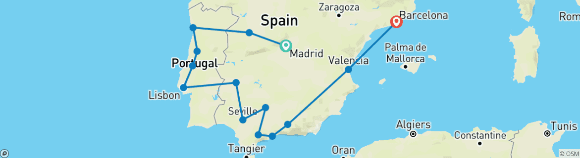 Foto van een kaart met de route van de rondreis