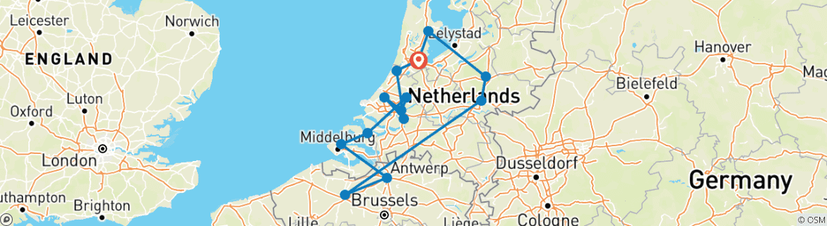 Foto van een kaart met de route van de rondreis