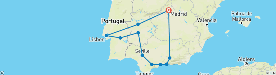 Karte mit der Reiseroute