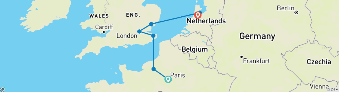 Image d'une carte montrant l'itinéraire du circuit