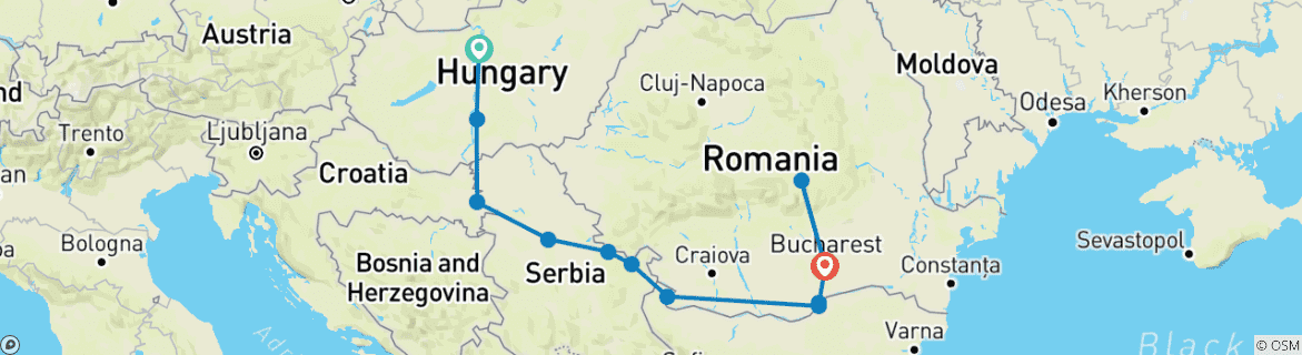 Image d'une carte montrant l'itinéraire du circuit